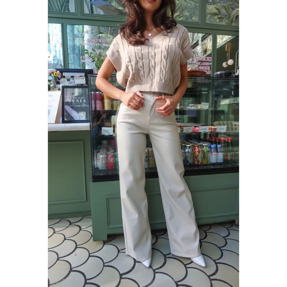 VESTIQUE Perfect Leather Pants Ivory | Size 29
